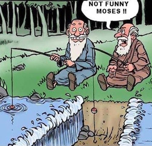 Mojžíš na rybách - kreslený vtip č. 1341